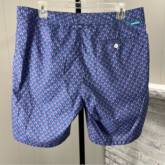 Bonobos Mens Swim Shorts 34 Blue Purple Geometric Pattern Drawstring Mesh Lined - Picture 3 of 6
